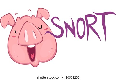 Illustration of a Pig Snorting