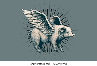 Illustration of a pig with wings