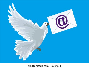 Illustration with a pigeon delivering an envelope