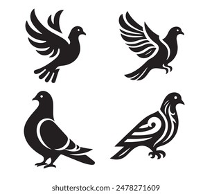 illustration of a pigeon silhouette vector art Illustration