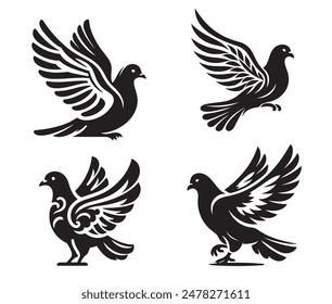 illustration of a pigeon silhouette vector art Illustration