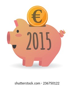 Illustration of a  piggi bank  year 2015 design