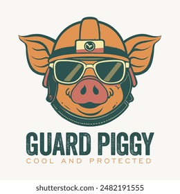 illustration of piggy guard logo glasses and helmet