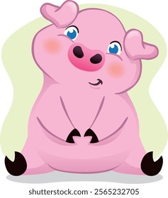 Illustration of a piglet, swine, animal mascot. Ideal for educational and informative materials