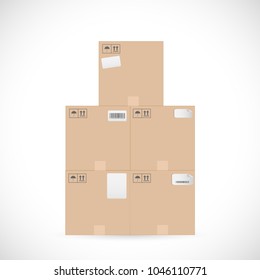 Illustration of a pile of boxes isolated on a white background.