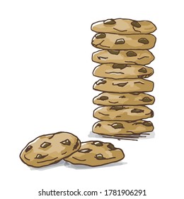 Illustration of pile of chocolate cookies