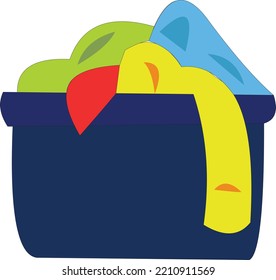 illustration of a pile of clothes, a pile of clothes in a bucket, usually in the form of dirty clothes that have not been washed or clean clothes that have not been ironed