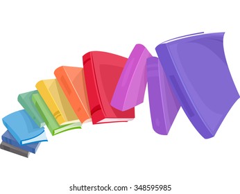 Illustration of a Pile of Colorful Books Tumbling Down