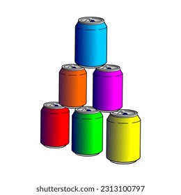 illustration of pile up of colorful soda can 