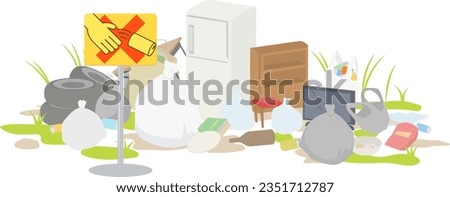 Similar – Image, Stock Photo Bulky waste pile with old furniture and household goods in front of a block of flats