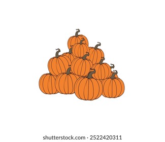 illustration of a pile of pumpkins. images produced without the use of any form of AI software