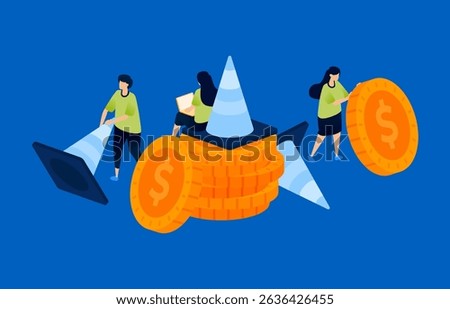 Illustration of piles of coins with warning cones, representing caution signs in the financial system. Perfect for risk management, finance blogs, banking alerts, and economic awareness content.