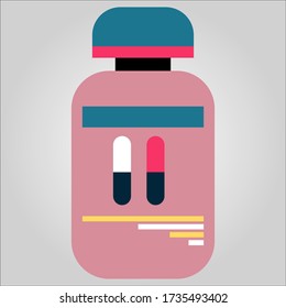 Illustration of pill medicine container. Vector illustration of medical device.