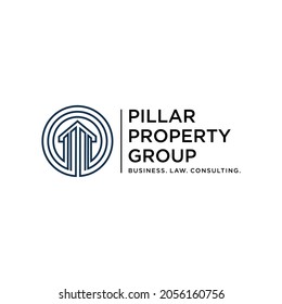 Illustration Pillar Logo Design Vector Sign Symbol Icon Business Property Law Firm Building Classic Company Public Service