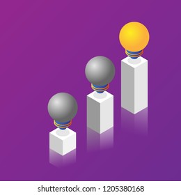 illustration pillars of light bulb idea vector isometric