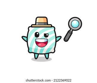 illustration of the pillow mascot as a detective who manages to solve a case , cute style design for t shirt, sticker, logo element