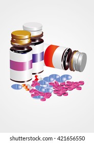illustration of pills and a jar