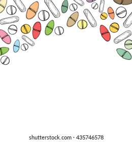 illustration of pills on white background.