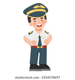 Illustration of a pilot character in uniform