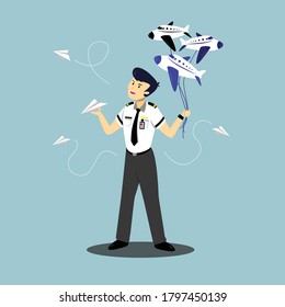 Illustration of a pilot character vector