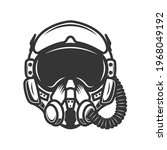 Illustration of pilot helmet. Design element for logo, label, sign, emblem, poster. Vector illustration