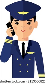 Illustration of Pilot Talking on the Phone 