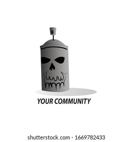 Illustration of pilox logo with additional skull image