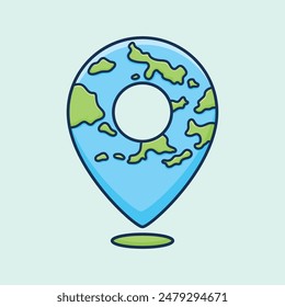 illustration pin cartoon earth logo good for sticker icon
