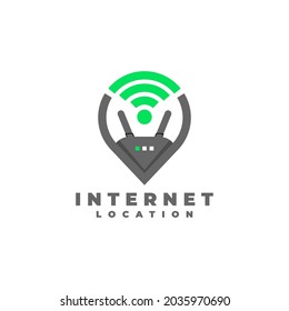 illustration of a pin location symbol with a wifi router inside, good for any business related to wifi or internet.