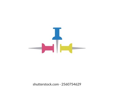 Illustration of a pin on a white background using a flat design style