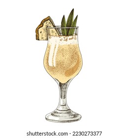 Illustration of a Pina Collada cocktail 