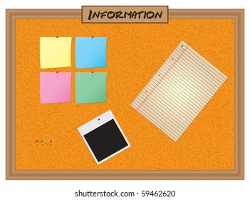 Illustration of a pinboard with different labels