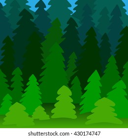 Illustration of a pine forest near and long-range plan