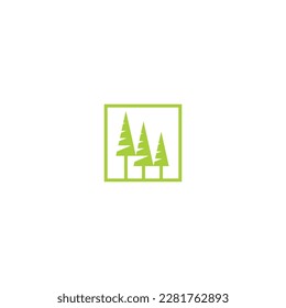 Illustration of pine tree line art logo design template. pine logo