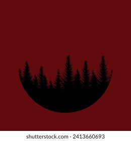 illustration of pine tree in round frame