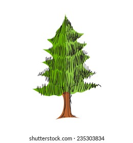 Illustration of pine tree sketch isolated on white background