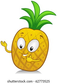 Illustration of a Pineapple Character Making a Thumbs Up