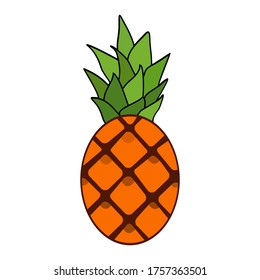 
ilustración de piña, en un estilo plano. tema de la fruta de la piña. temática de verano.