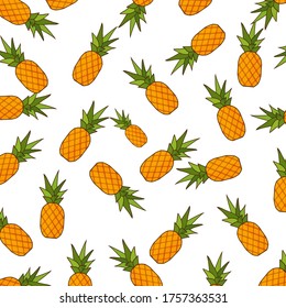 
illustration of pineapple, in a flat style. pineapple fruit theme. summer theme.