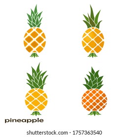 
illustration of pineapple, in a flat style. pineapple fruit theme. summer theme.