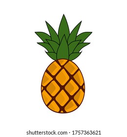 
illustration of pineapple, in a flat style. pineapple fruit theme. summer theme.
