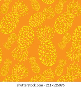 ilustración de piña, en un estilo plano. tema de la fruta de la piña. temática de verano. patrón transparente