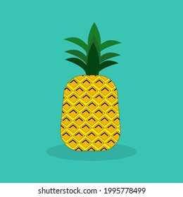  Illustration of pineapple fruit with blue background.summer fruits, for a healthy and natural life, Vector illustration , vector editable.