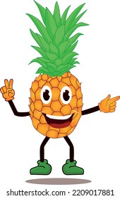 illustration of pineapple fruit expressive character vector 