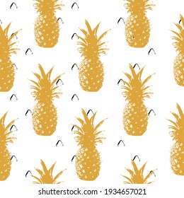 Illustration of pineapple fruit golden pattern