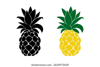 Illustration of pineapple fruit symbol with isolated cartoon style on white background. summer fruits, for a healthy and natural life, Vector illustration.