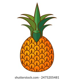 illustration of pineapple fruit. pineapple fruit vector in flat style. fresh summer fruit.