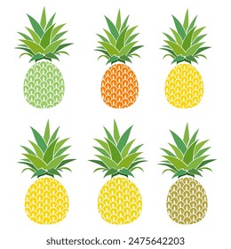 illustration of pineapple fruit. pineapple fruit vector in flat style. fresh summer fruit.