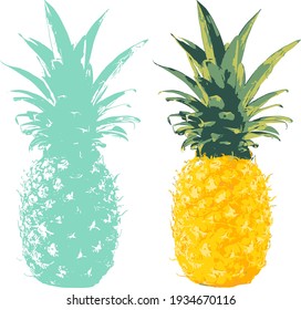 Illustration of pineapple isolated summer fruits