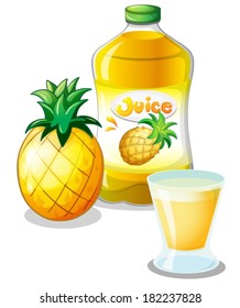 Illustration of the pineapple juice drink on a white background